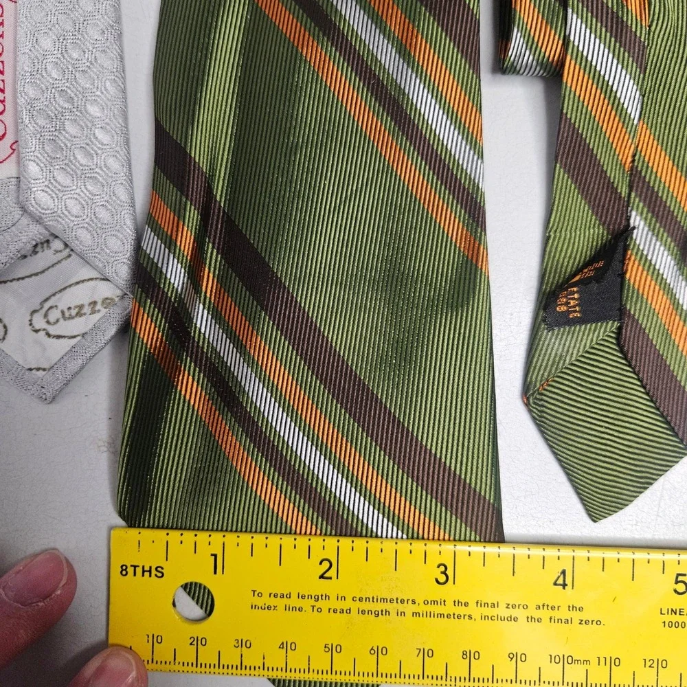 Vintage Mens Necktie Lot 5pc 70s Retro Stripes Geometric‎ Qiana Silk Cuzzens